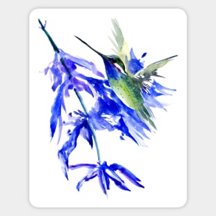 Hummingbird Flying in the Blue Sticker